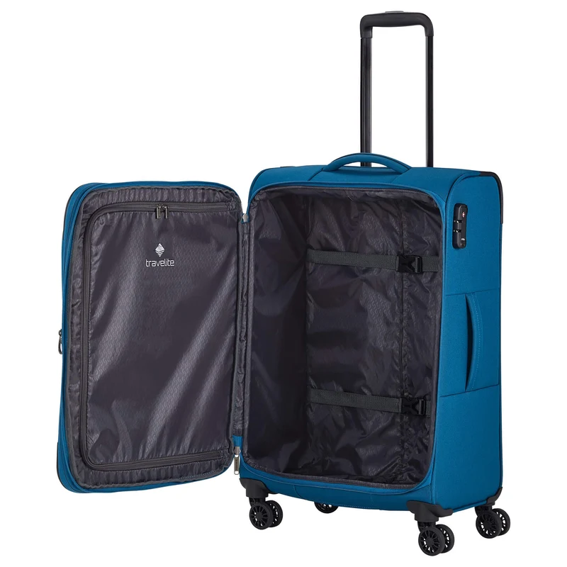 Travelite Chios - Trolley de 4 ruedas M 67 cm expandible (petrol)