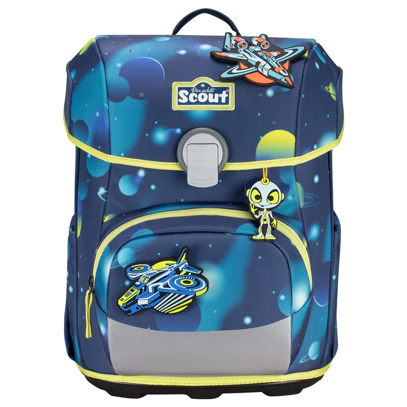 Scout Neo Exklusiv LED - Set de mochila escolar 4 piezas (Planets)