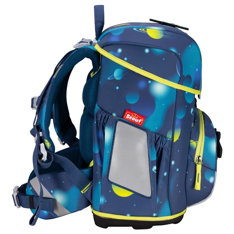 Scout Neo Exklusiv LED - Set de mochila escolar 4 piezas (Planets)