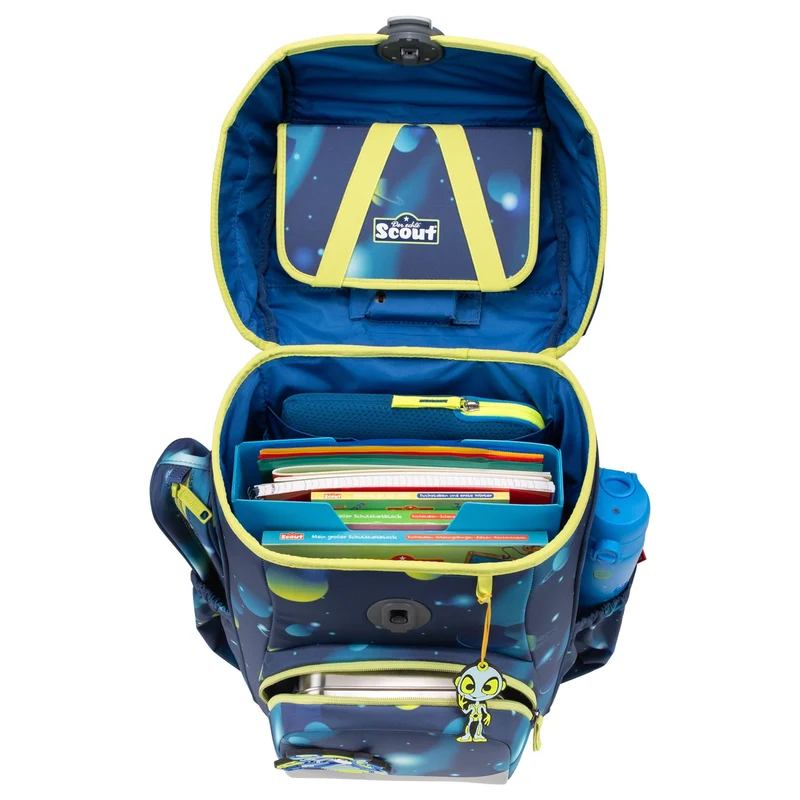 Scout Neo Exklusiv LED - Set de mochila escolar 4 piezas (Planets)