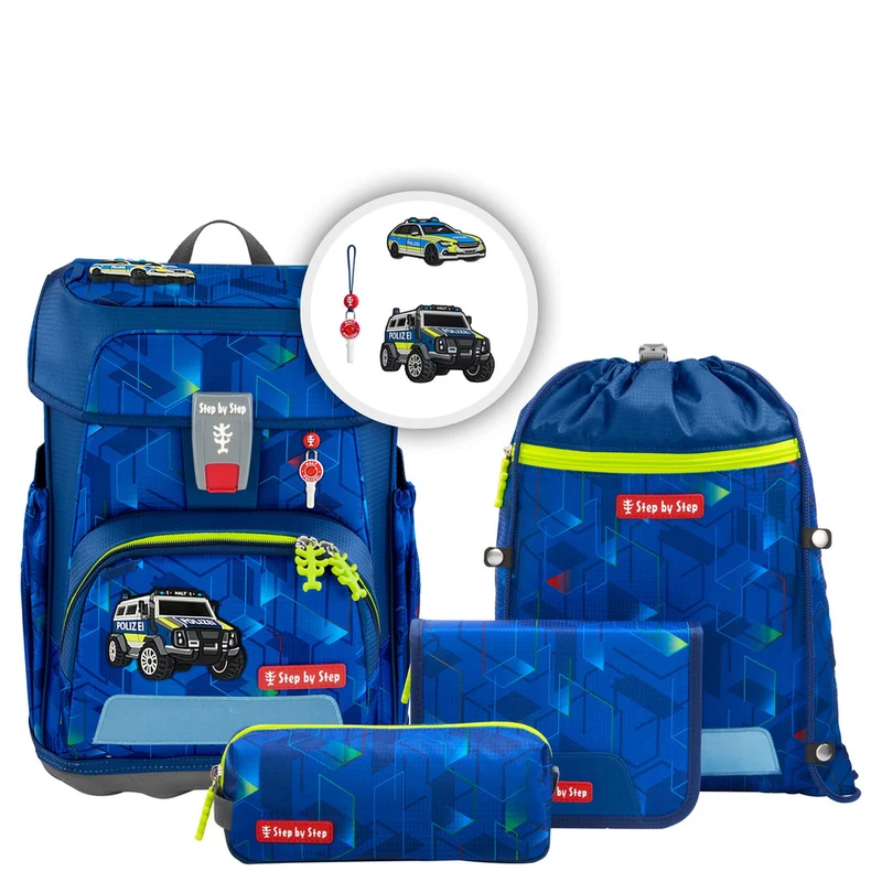 Step by Step Cloud - Set de mochila escolar 5 piezas (Police Truck Charly)