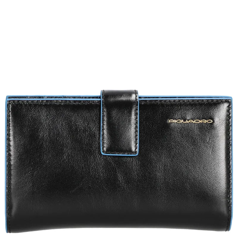 Piquadro Blue Square - Cartera de mujer 12cc 15.5 cm (black)