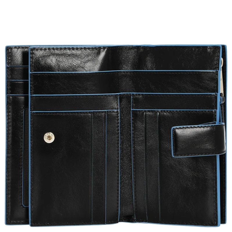 Piquadro Blue Square - Cartera de mujer 12cc 15.5 cm (black)