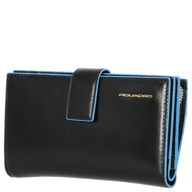 Piquadro Blue Square - Cartera de mujer 12cc 15.5 cm (black)