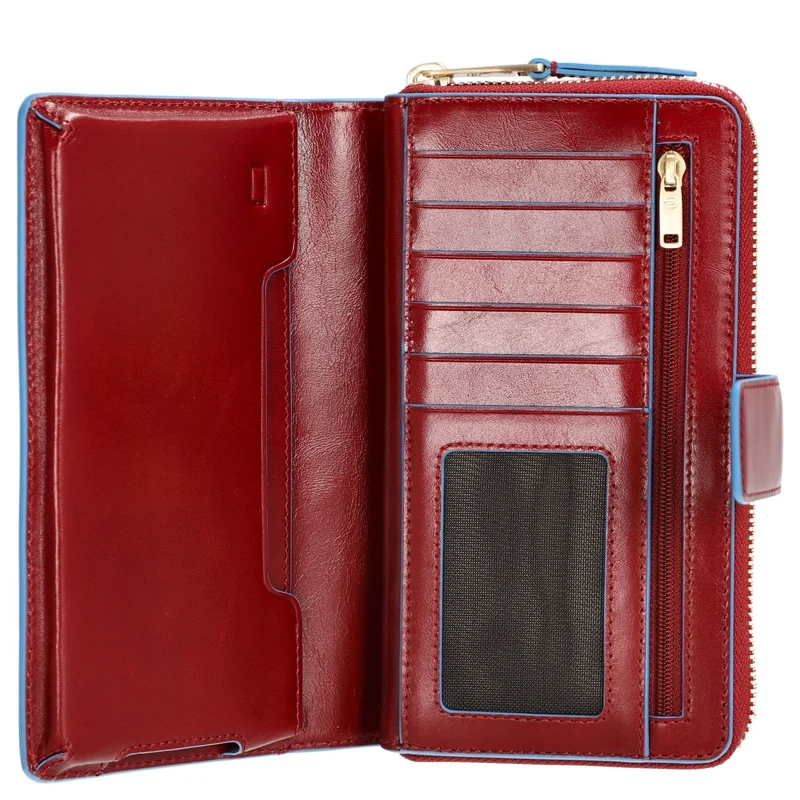 Piquadro Blue Square - Cartera de mujer 12cc 17.5 cm (red)