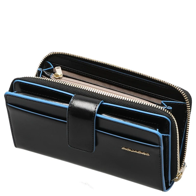 Piquadro Blue Square - Cartera de mujer 12cc 17.5 cm (black)