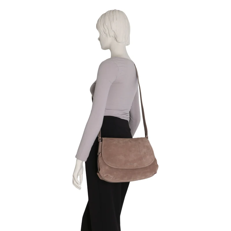 Coccinelle Rebekka Suede - Bolso bandolera 30 cm (warm taupe)