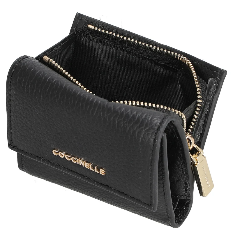 Coccinelle Metallic Soft - Cartera 5 ranuras para tarjetas 9,5 cm (Color: noir)
