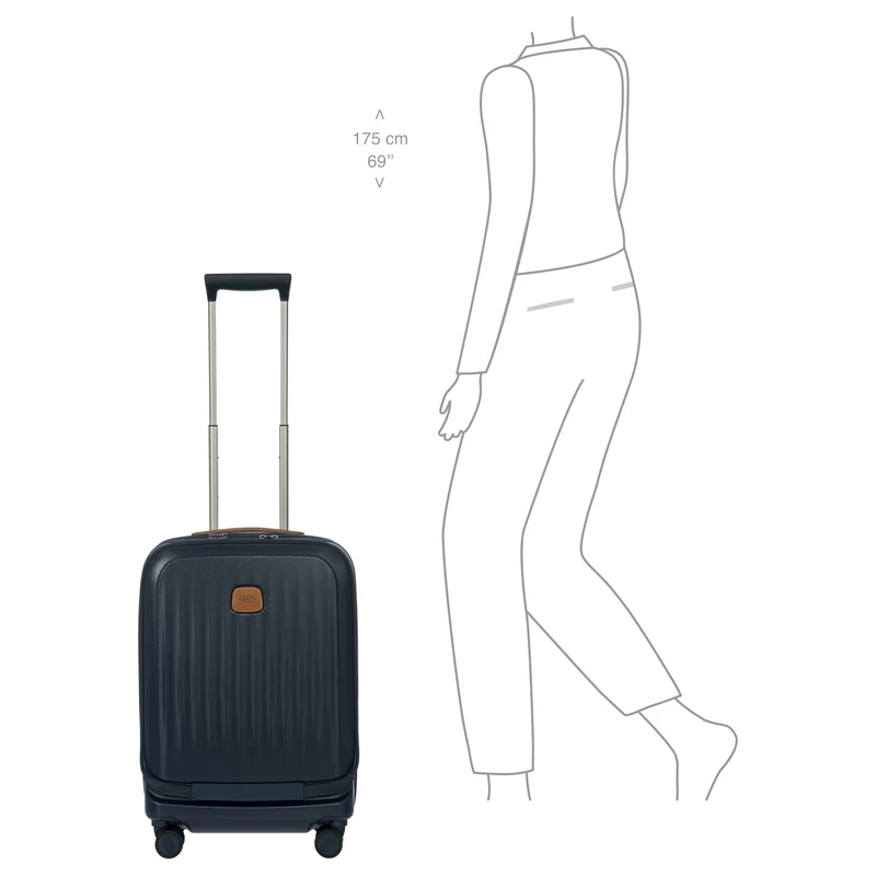 Brics Taormina - Trolley de cabina con 4 ruedas y bolsillo delantero 55 cm expandible USB (blau)