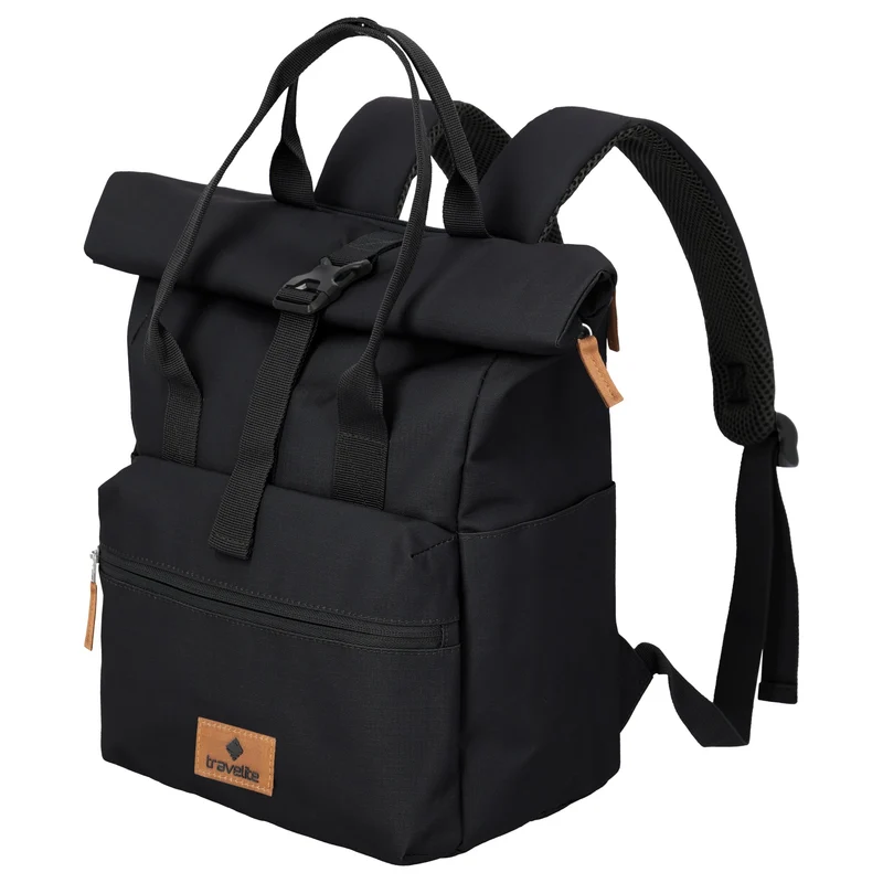 Travelite Basics Short Handle - Rolltop mochila 46 cm expandible (black)