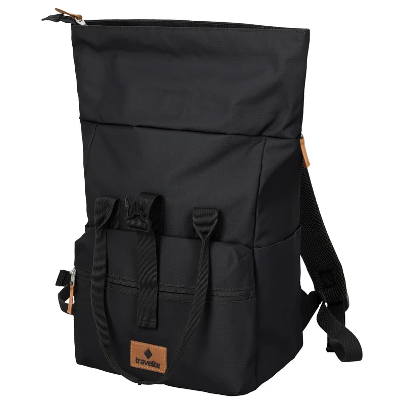 Travelite Basics Short Handle - Rolltop mochila 46 cm expandible (black)
