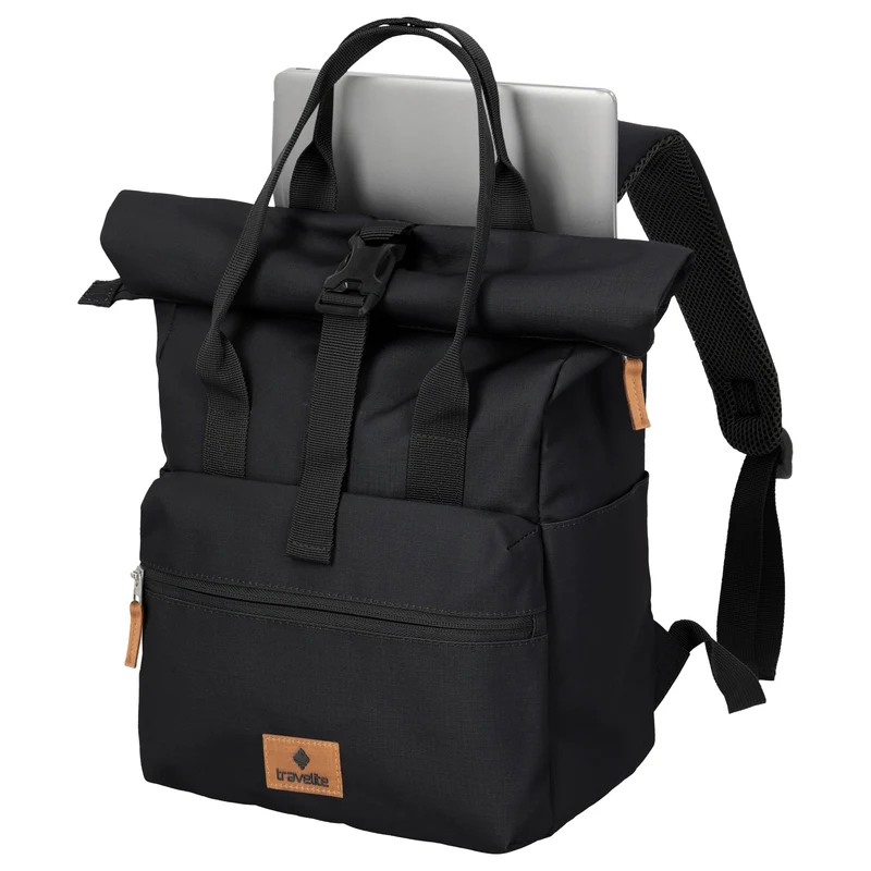 Travelite Basics Short Handle - Rolltop mochila 46 cm expandible (black)