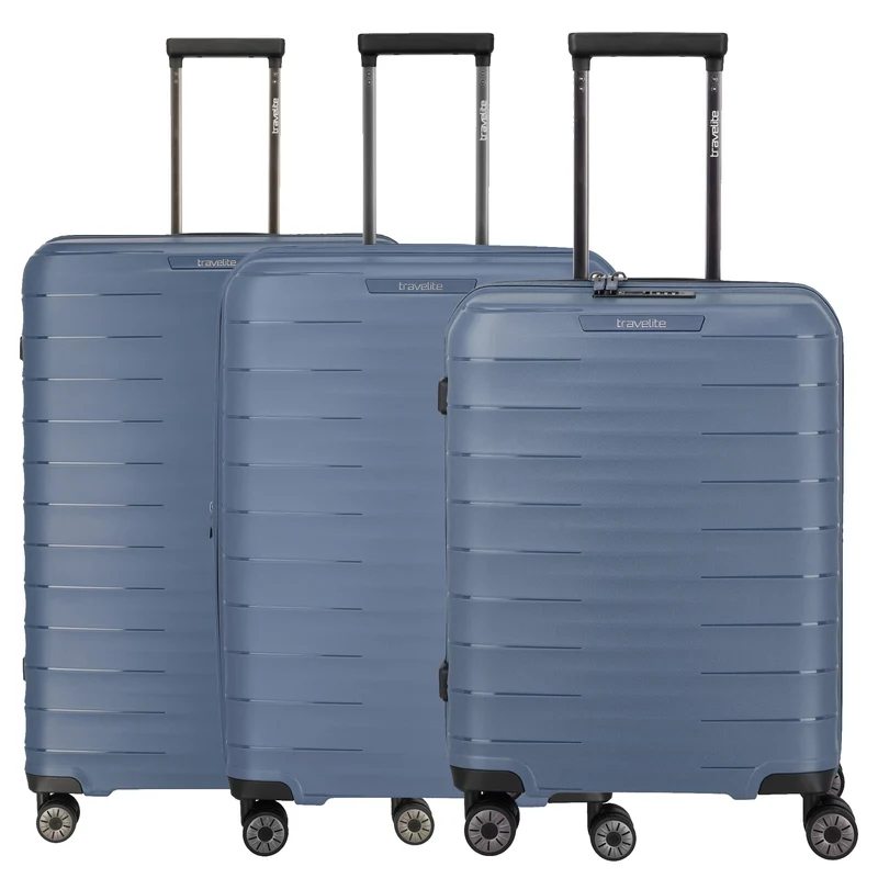 Travelite Mooby - Set de trolley con 4 ruedas L/M/S 3 piezas ampliable (marine)