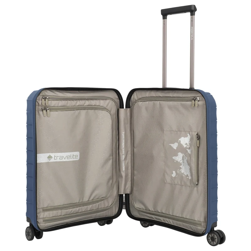Travelite Mooby - Trolley de cabina con 4 ruedas y bolsillo delantero S 55 cm (marine)