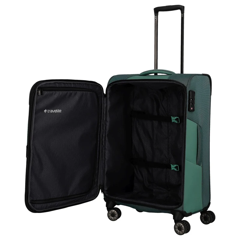 Travelite Viia - Trolley de 4 ruedas M 67 cm expandible (Eukalyptus)