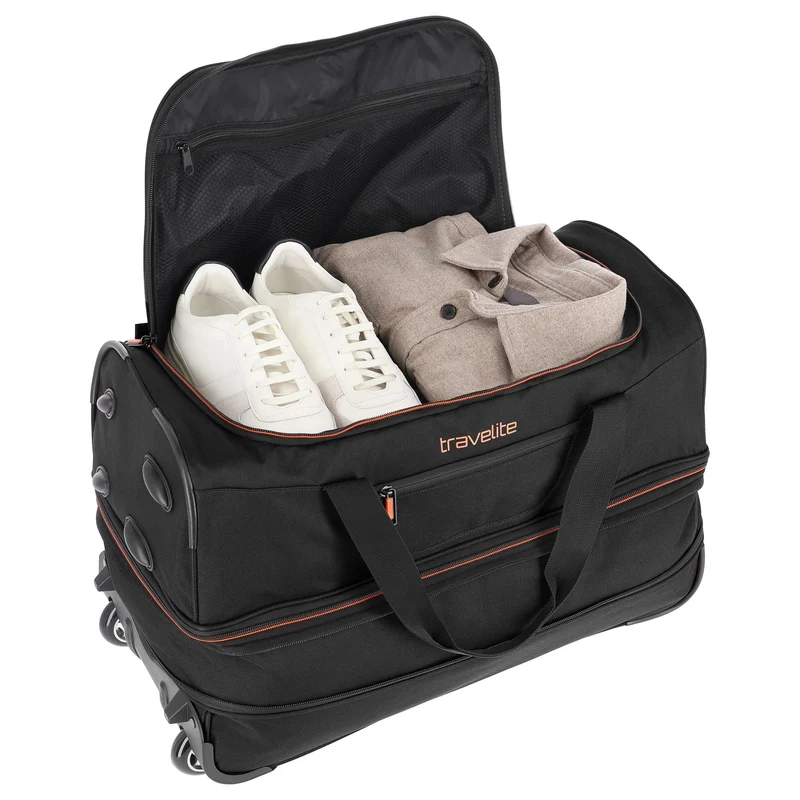 Travelite Basics - Bolsa de viaje con ruedas 51/64L 55 cm expandible (black)