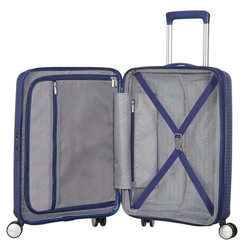 American Tourister Soundbox - Trolley de cabina con 4 ruedas 55 cm expandible (blau)