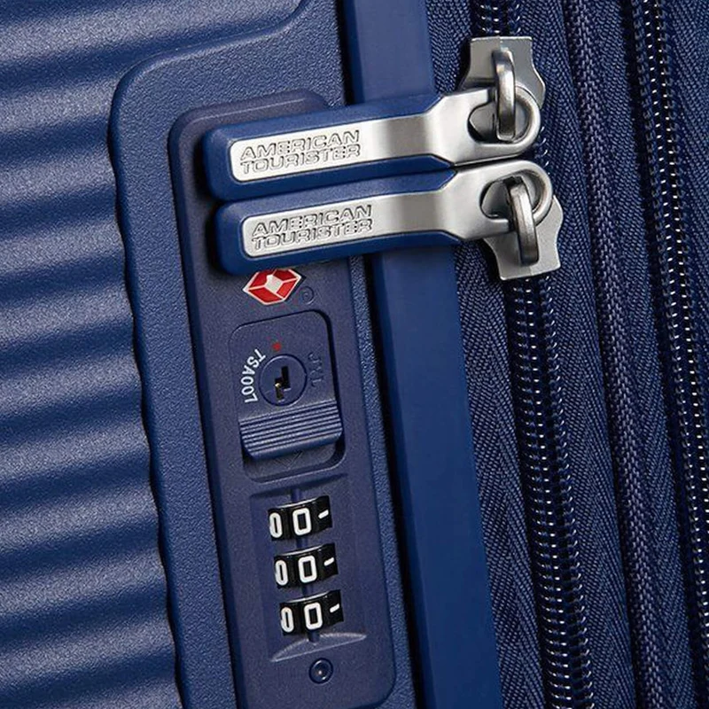 American Tourister Soundbox - Trolley de cabina con 4 ruedas 55 cm expandible (blau)