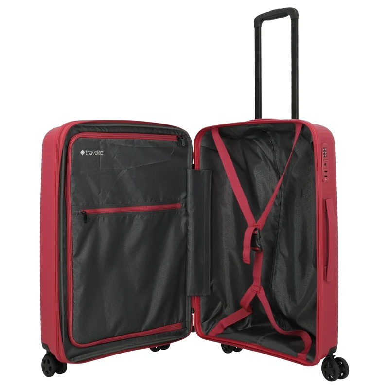 Travelite Air Stripe - Trolley de 4 ruedas 66 cm expandible (red)