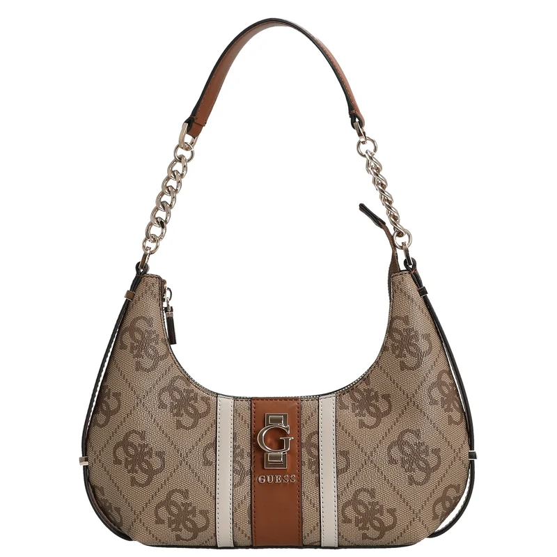 Guess Erenia Top Zip - Bolso de hombro (logo latte)