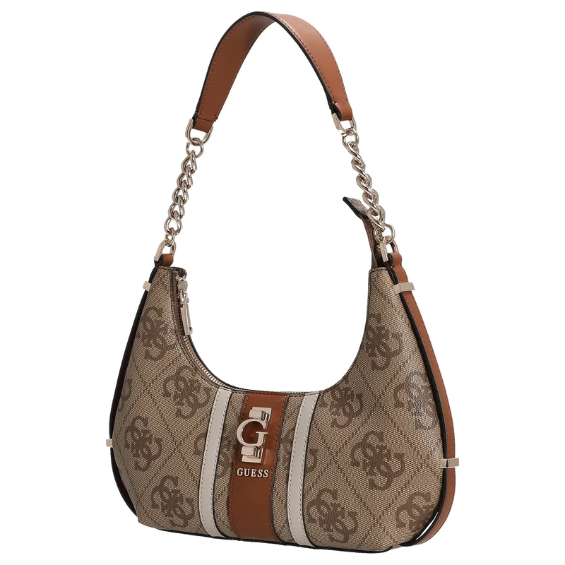 Guess Erenia Top Zip - Bolso de hombro (logo latte)