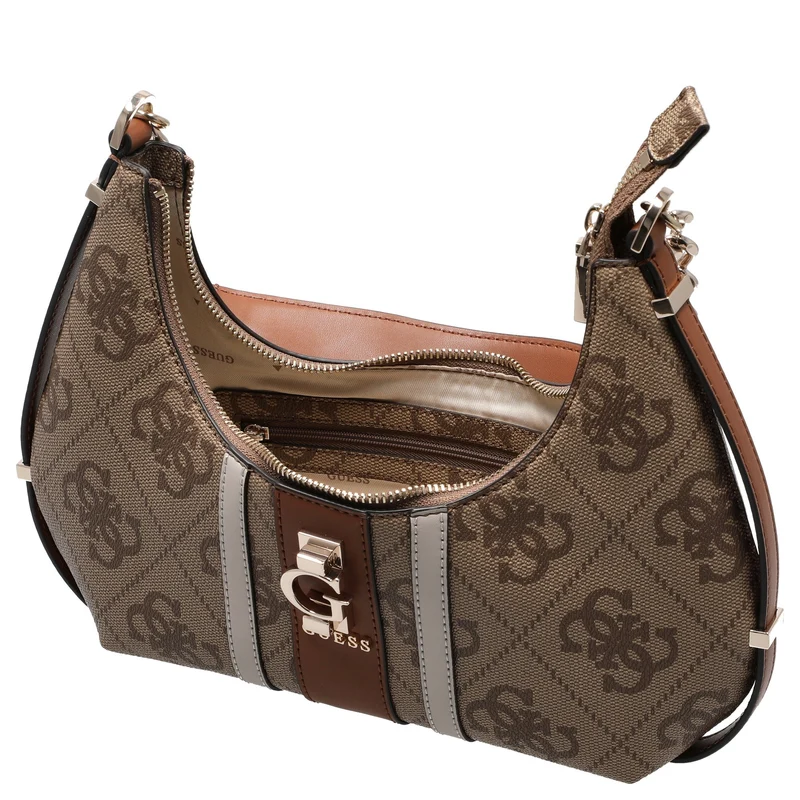 Guess Erenia Top Zip - Bolso de hombro (logo latte)