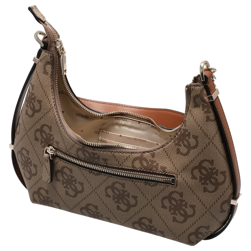 Guess Erenia Top Zip - Bolso de hombro (logo latte)