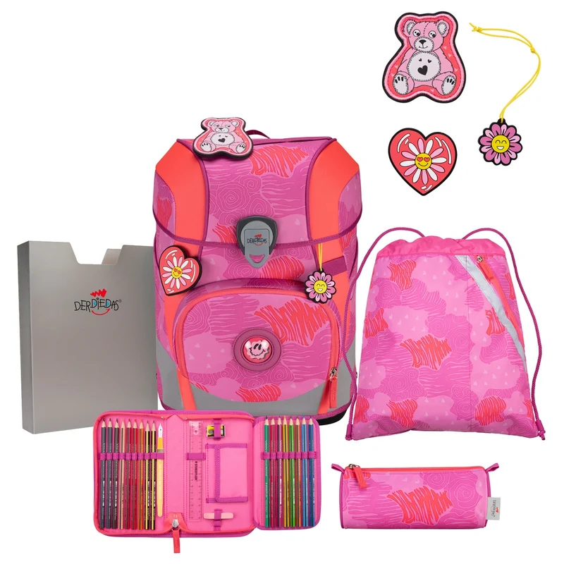 DerDieDas ErgoFlex Tiny - Mochila escolar Set 5tlg. 900g (Roses)