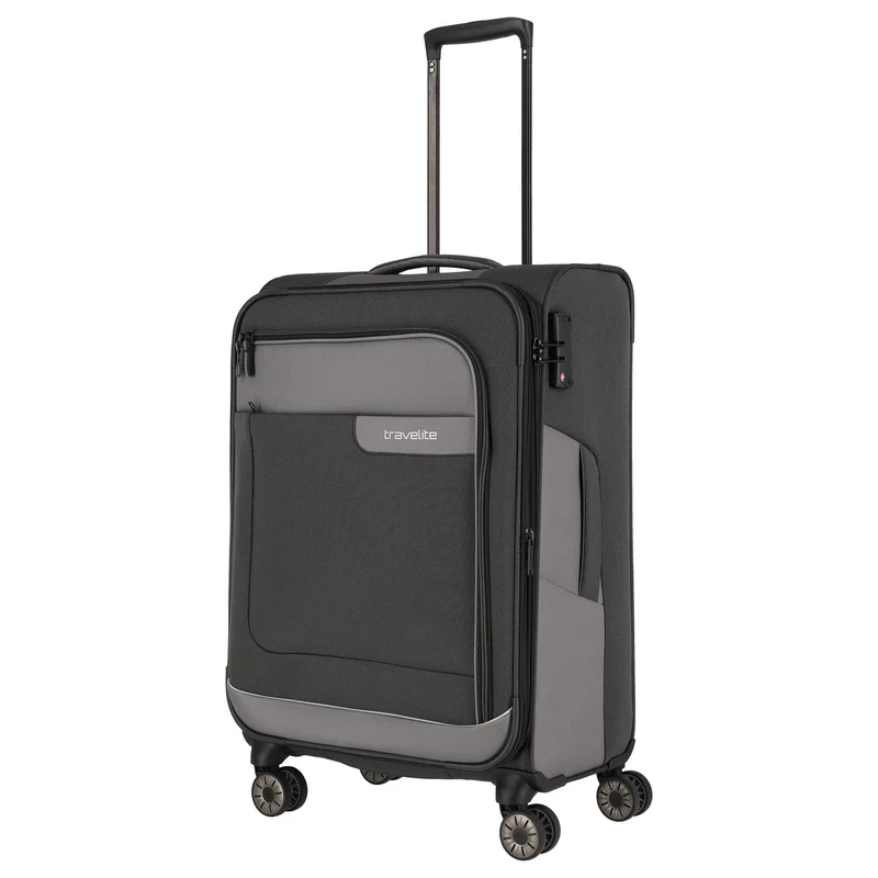 Travelite Viia - Trolley de 4 ruedas M 67 cm expandible (Schiefer)