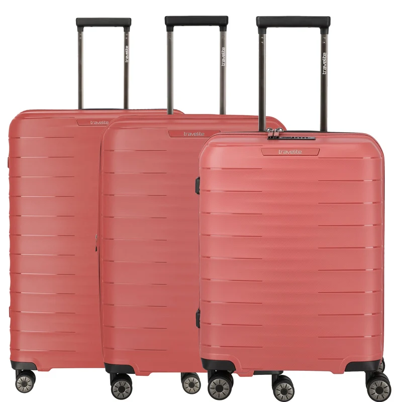 Travelite Mooby - Set de trolley de 4 ruedas L/M/S 3 piezas expandible (rot)