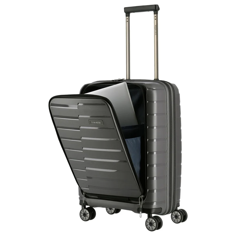Travelite Air Base - Trolley de cabina con 4 ruedas y bolsillo delantero S 55 cm (anthracite)