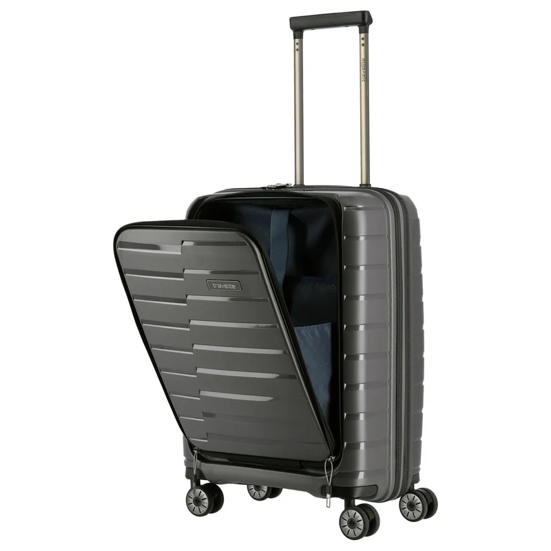Travelite Air Base - Trolley de cabina con 4 ruedas y bolsillo delantero S 55 cm (anthracite)