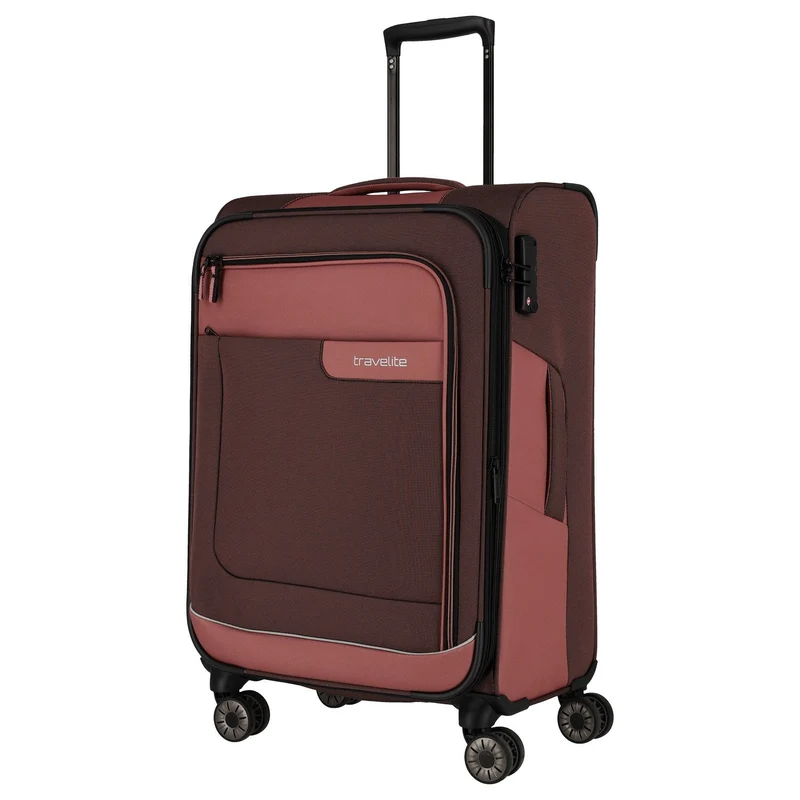 Travelite Viia - Trolley de 4 ruedas M 67 cm expandible (Frühlingsrose)