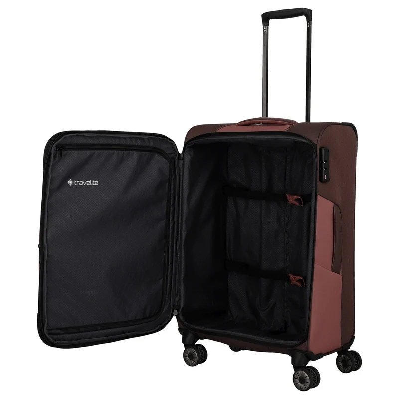 Travelite Viia - Trolley de 4 ruedas M 67 cm expandible (Frühlingsrose)
