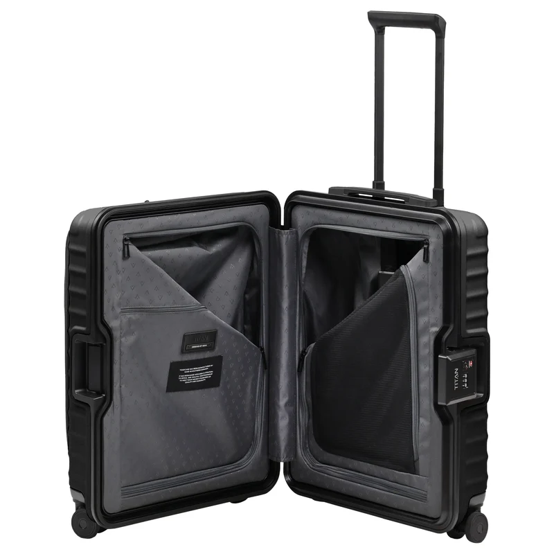 TITAN OVERSEAS - Trolley de cabina con 4 ruedas S 55/23cm con bolsillo delantero (nightshade black, 55 cm)