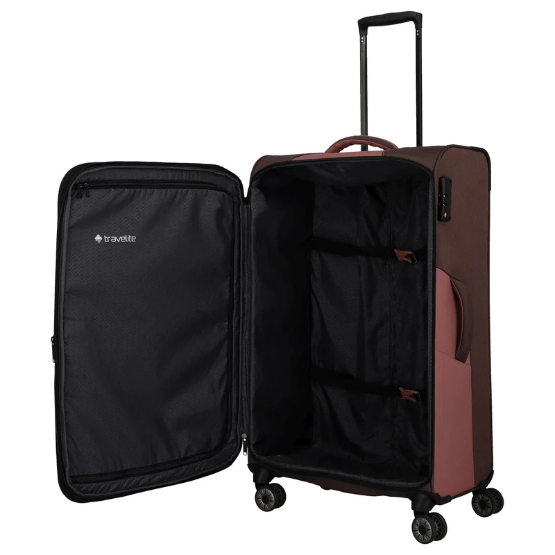Travelite Viia - Trolley de 4 ruedas L 77 cm expandible (Frühlingsrose)
