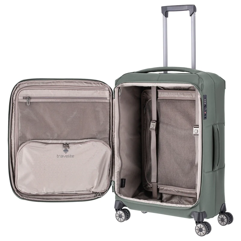 Travelite Priima - Trolley de 4 ruedas M 68 cm expandible (olive)