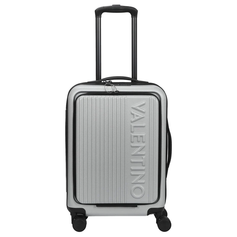 Valentino Bags Lexplor - Trolley de cabina con 4 ruedas y bolsillo delantero 14" 55 cm (silver)
