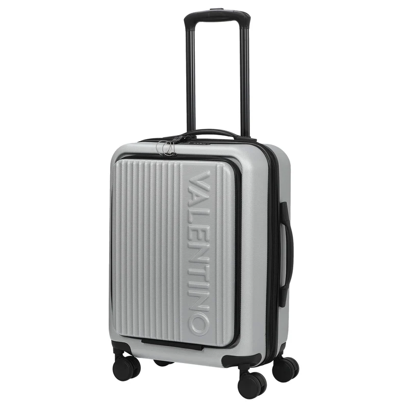 Valentino Bags Lexplor - Trolley de cabina con 4 ruedas y bolsillo delantero 14" 55 cm (silver)