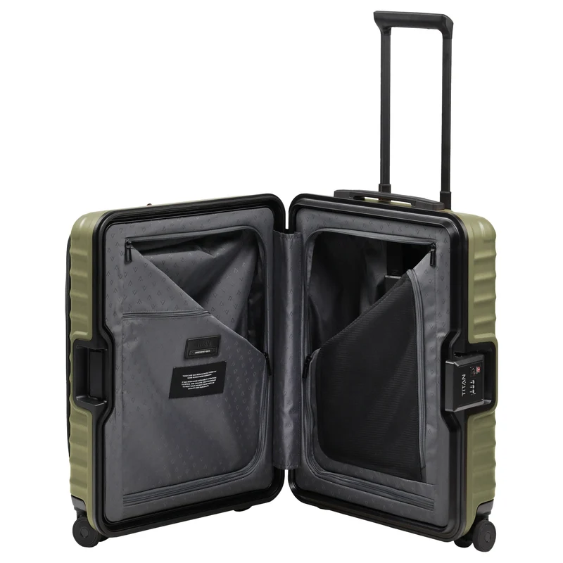 TITAN OVERSEAS - Trolley de cabina S con 4 ruedas 55/23cm con bolsillo delantero (forest green, 55/23 cm)