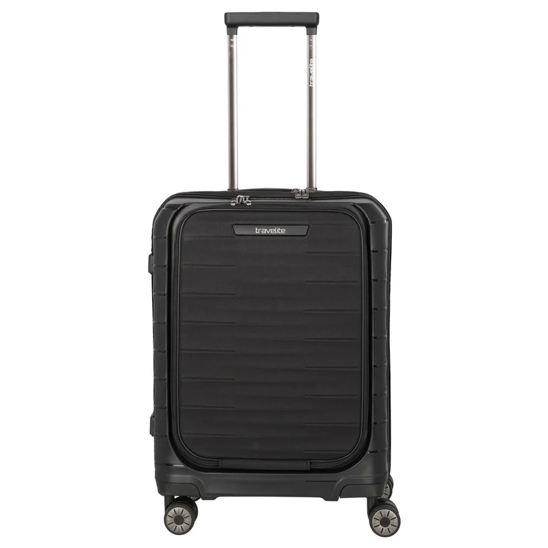 Travelite Mooby - Trolley de cabina con 4 ruedas y bolsillo delantero S 55 cm (black)