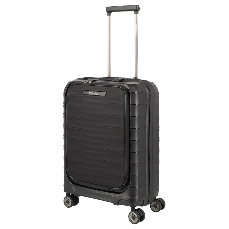 Travelite Mooby - Trolley de cabina con 4 ruedas y bolsillo delantero S 55 cm (black)