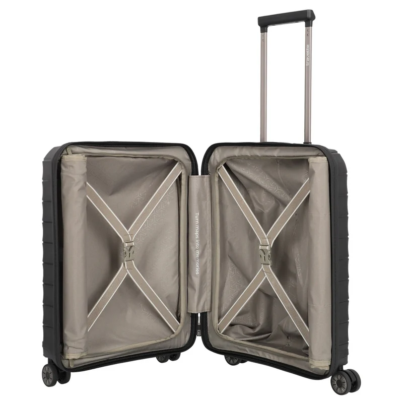 Travelite Mooby - Trolley de cabina con 4 ruedas y bolsillo delantero S 55 cm (black)