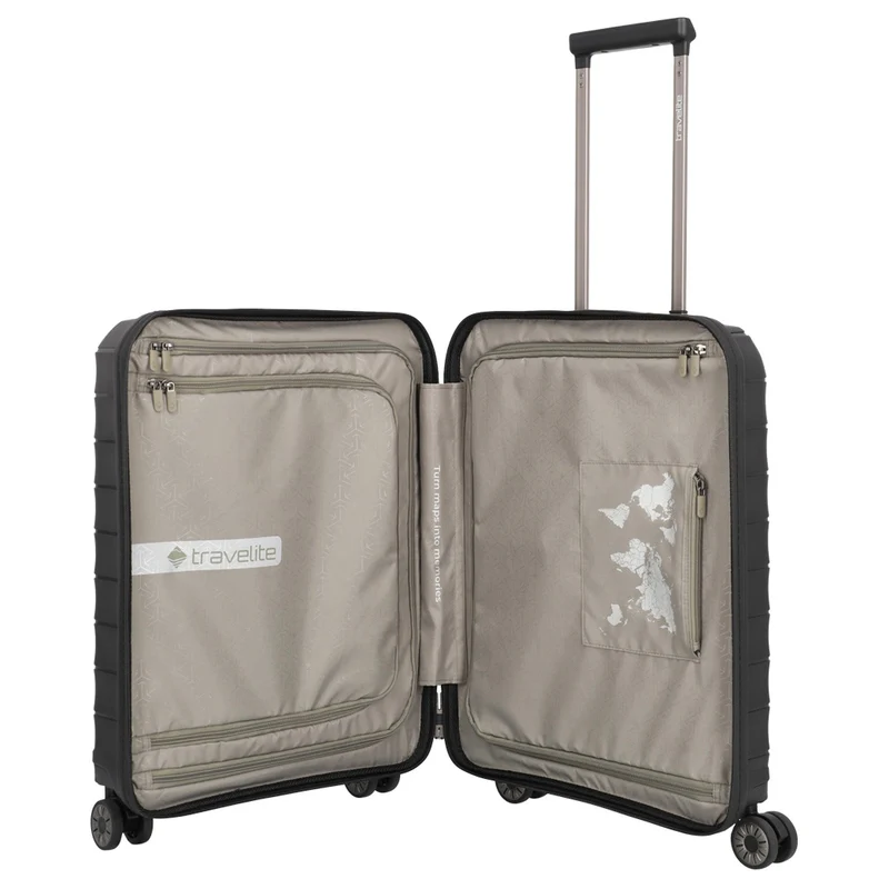 Travelite Mooby - Trolley de cabina con 4 ruedas y bolsillo delantero S 55 cm (black)