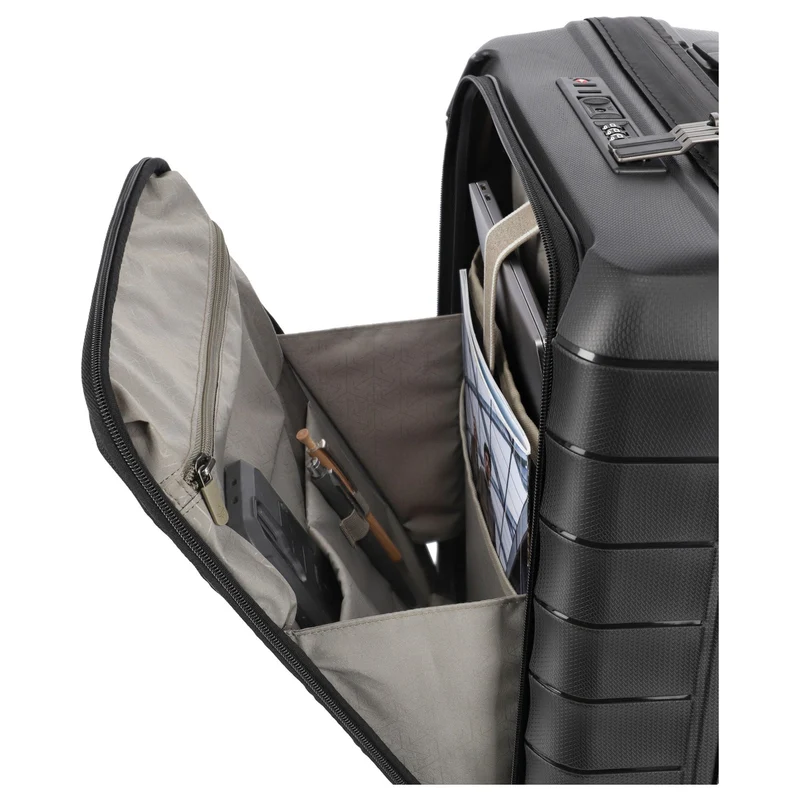 Travelite Mooby - Trolley de cabina con 4 ruedas y bolsillo delantero S 55 cm (black)