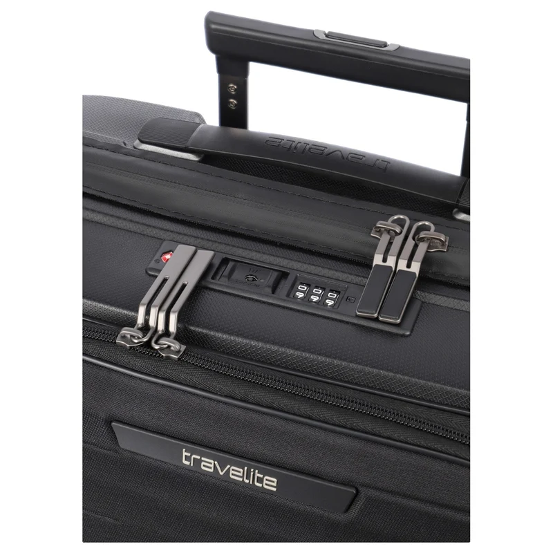 Travelite Mooby - Trolley de cabina con 4 ruedas y bolsillo delantero S 55 cm (black)