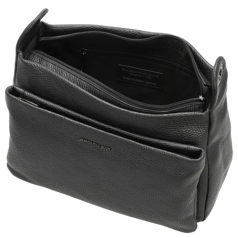 Mandarina Duck Mellow Leather - Bolso bandolera 36 cm (nero)