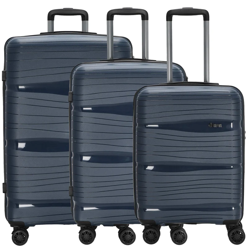 D&N Travel Line 4300 - Juego de maletas 3 piezas (azul oscuro)