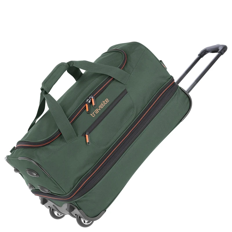 Travelite Basics - Bolsa de viaje con ruedas 51/64L 55 cm expandible (dunkgrün)
