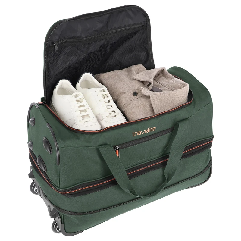 Travelite Basics - Bolsa de viaje con ruedas 51/64L 55 cm expandible (dunkgrün)